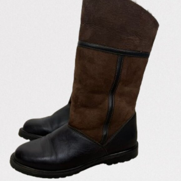 LA CANADIENNE Brown Suede/Leather Shearling Winter Boots Size 8 - Picture 10 of 12